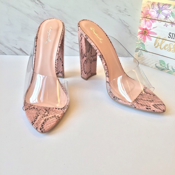 Shoes - ✨2 Sizes left ✨ Clear Strap Block Heel